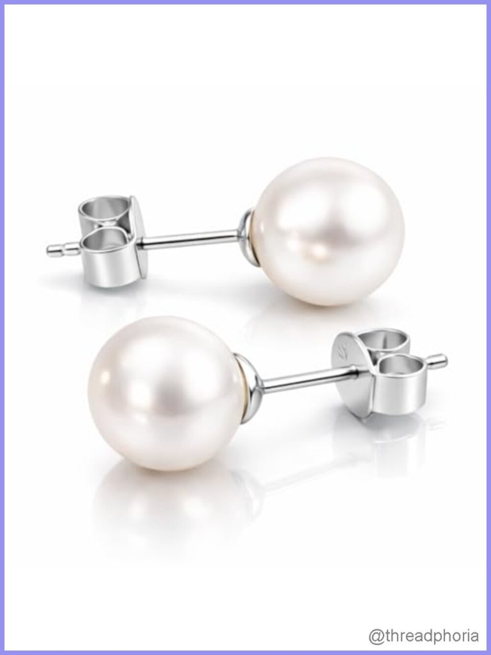7mm Freshwater Pearl Stud Earrings Sterling Silver Hypoallergenic Push Back